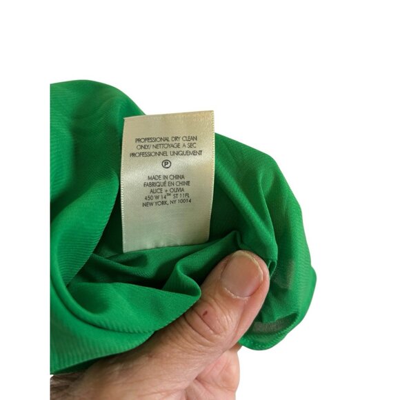 Alice + Olivia Harmony Draped Silk Slip Dress Womens 4 Green Bias Designer Luxe - Picture 6 of 8